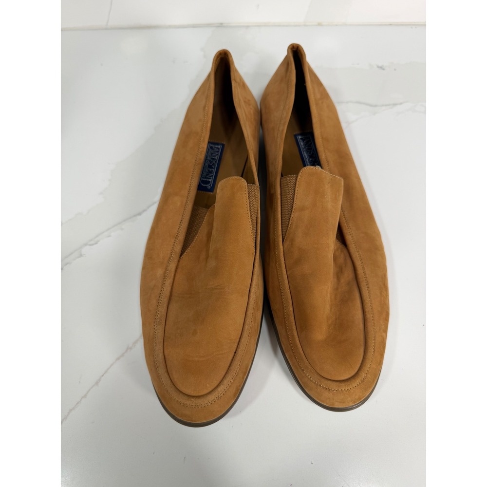 Lands End Womens Tan Suede Slip On Loafers Size 8M 37648-1840 Camel Flats